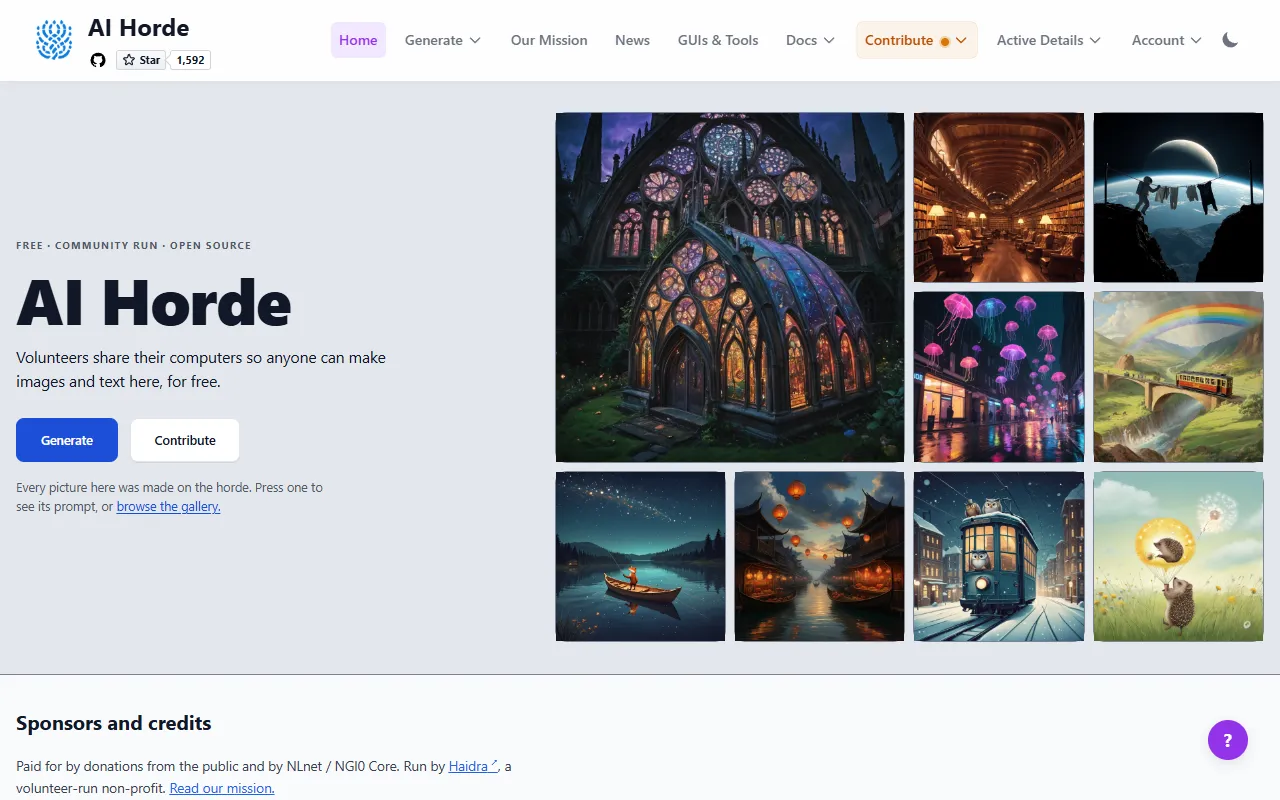 Stable Horde website screenshot