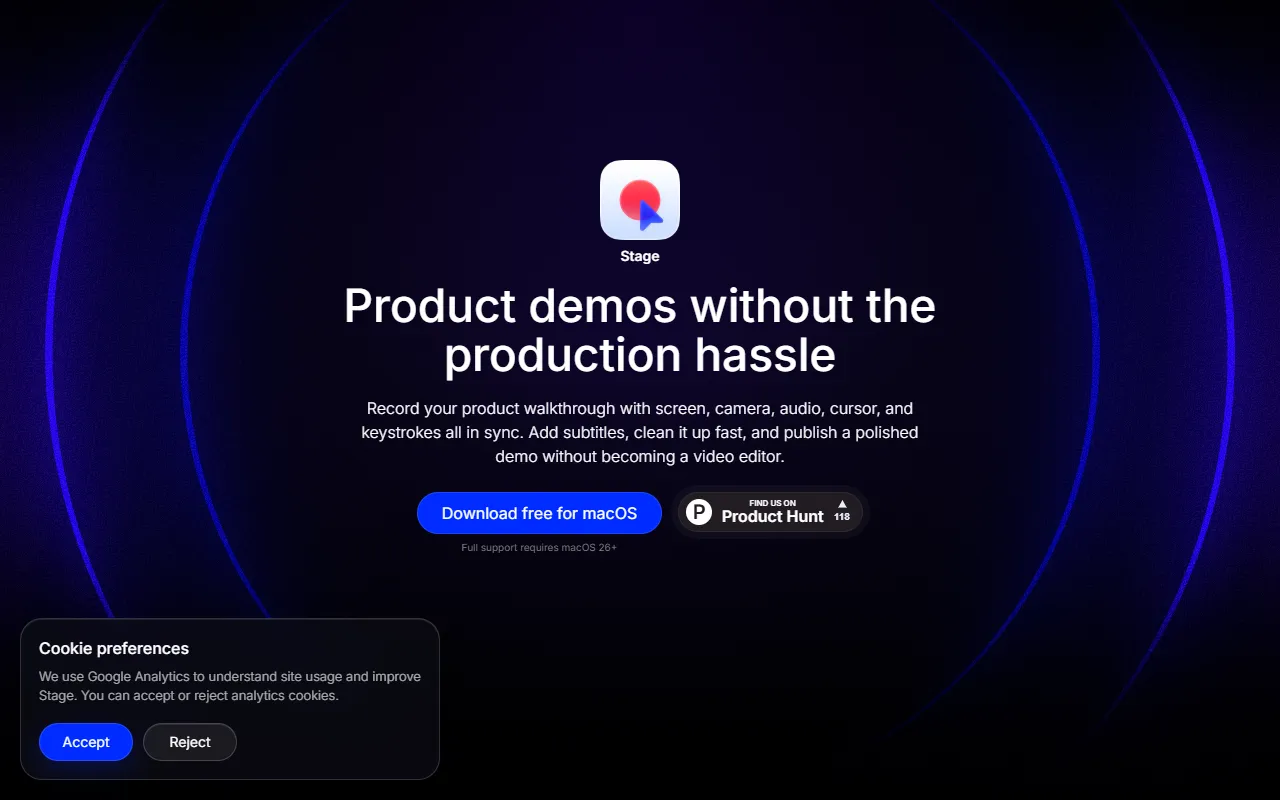 Stage website screenshot