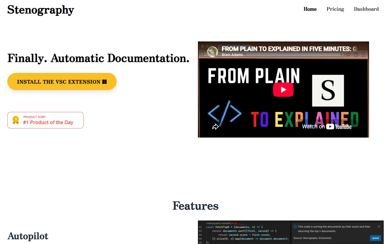 Stenography website screenshot
