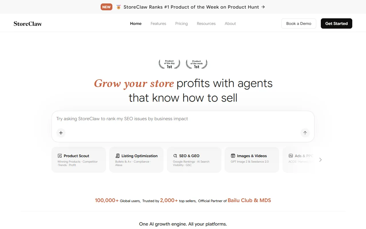 StoreClaw website screenshot