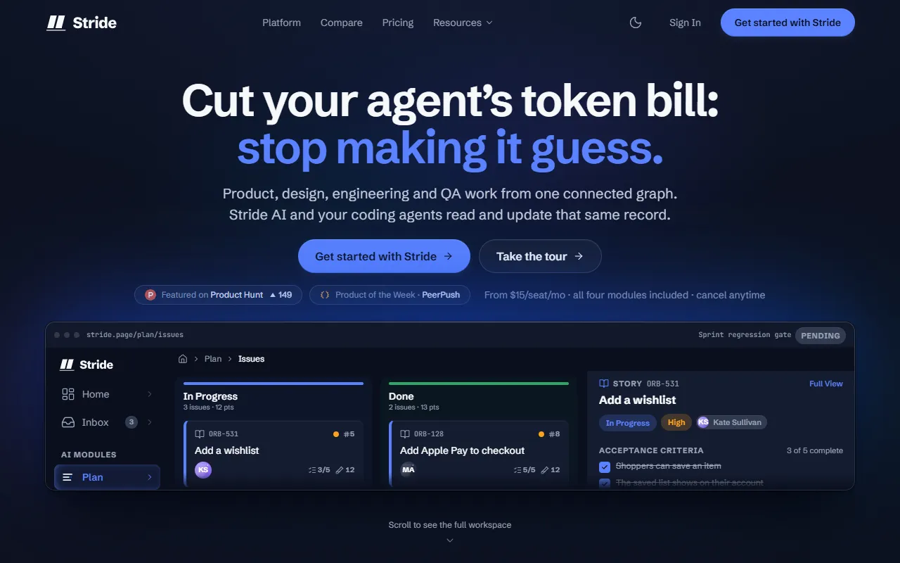 Stride website screenshot