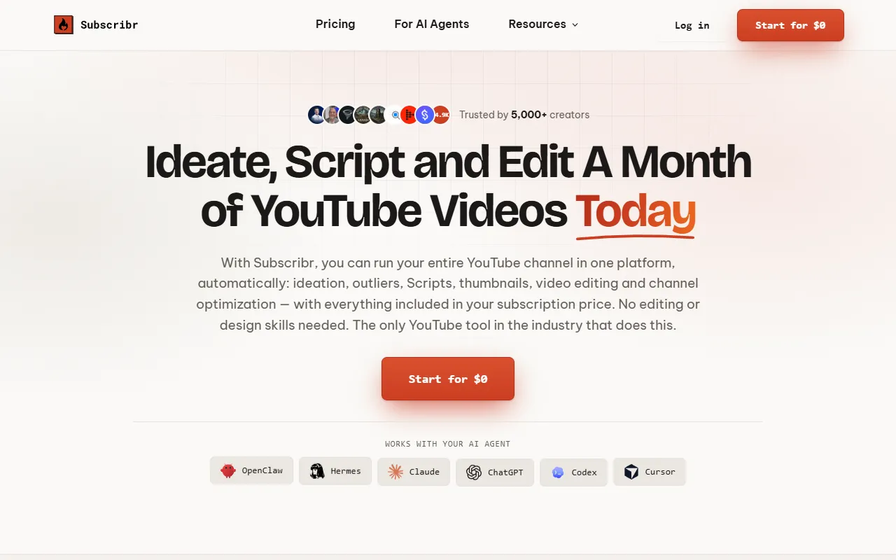 Subscribr website screenshot