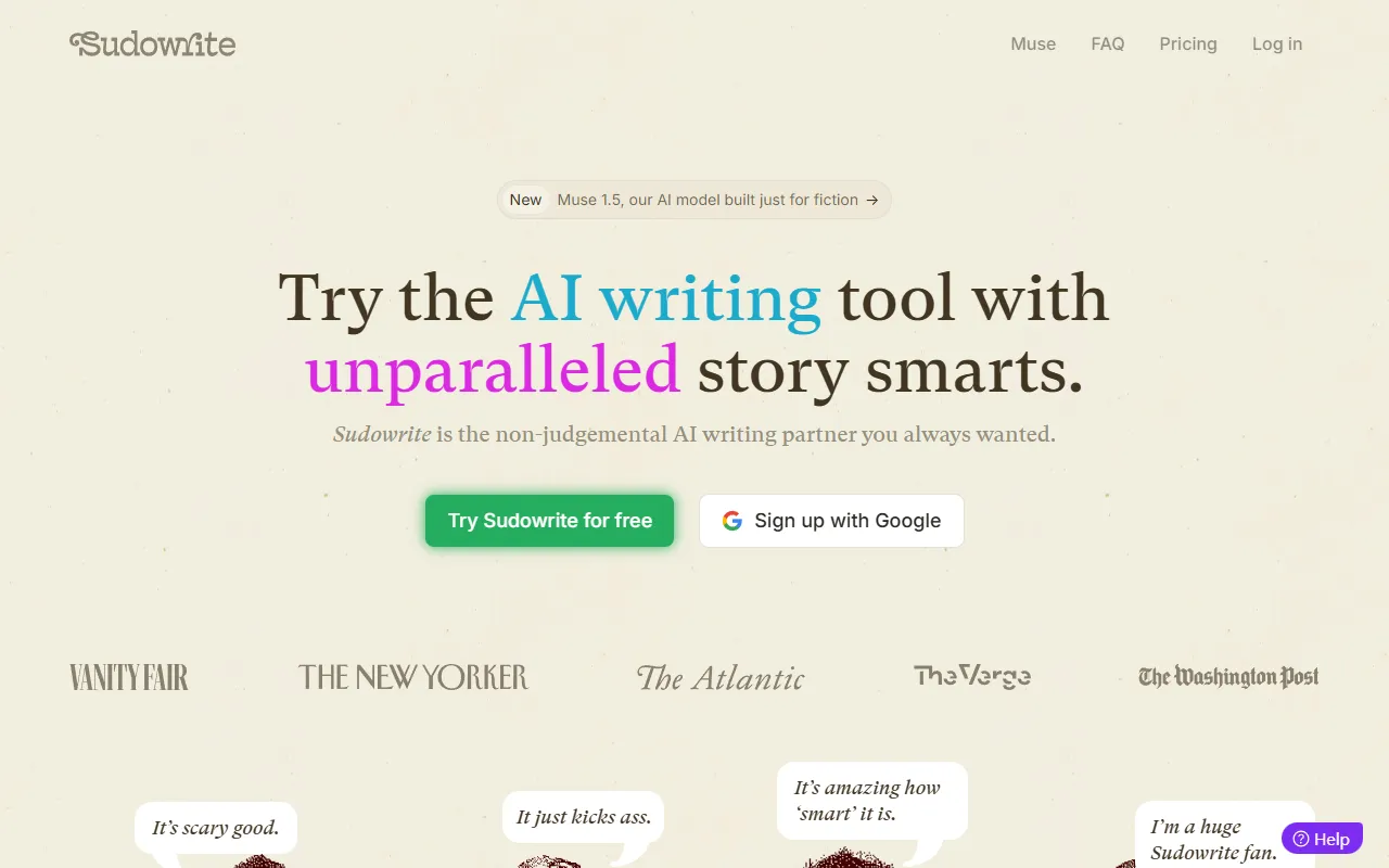 Sudowrite website screenshot