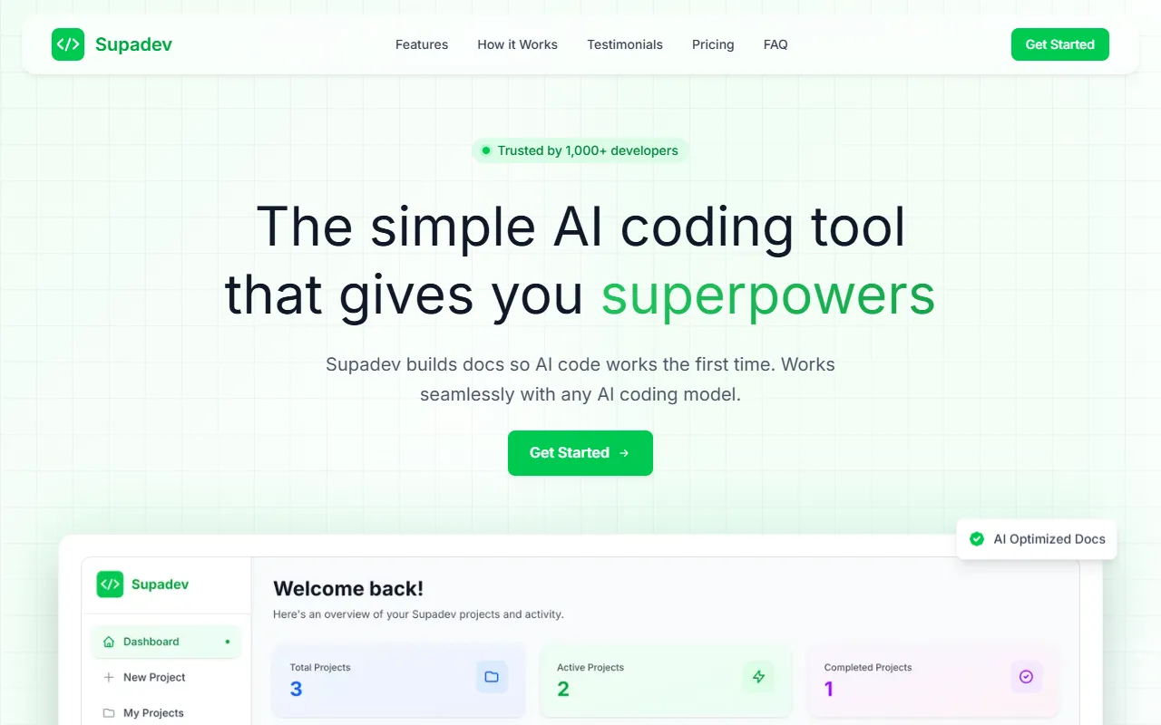 Supadev website screenshot