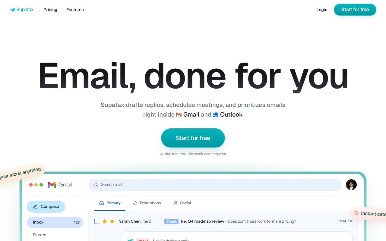 Supafax website screenshot