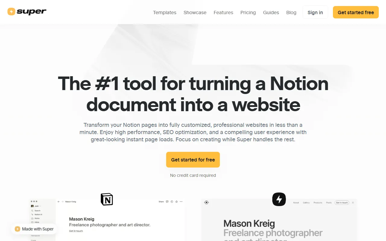 Super website screenshot