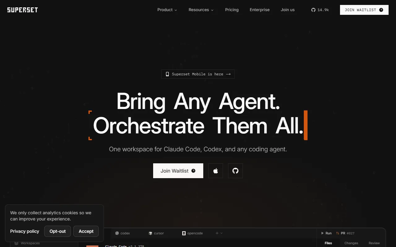 Superset website screenshot