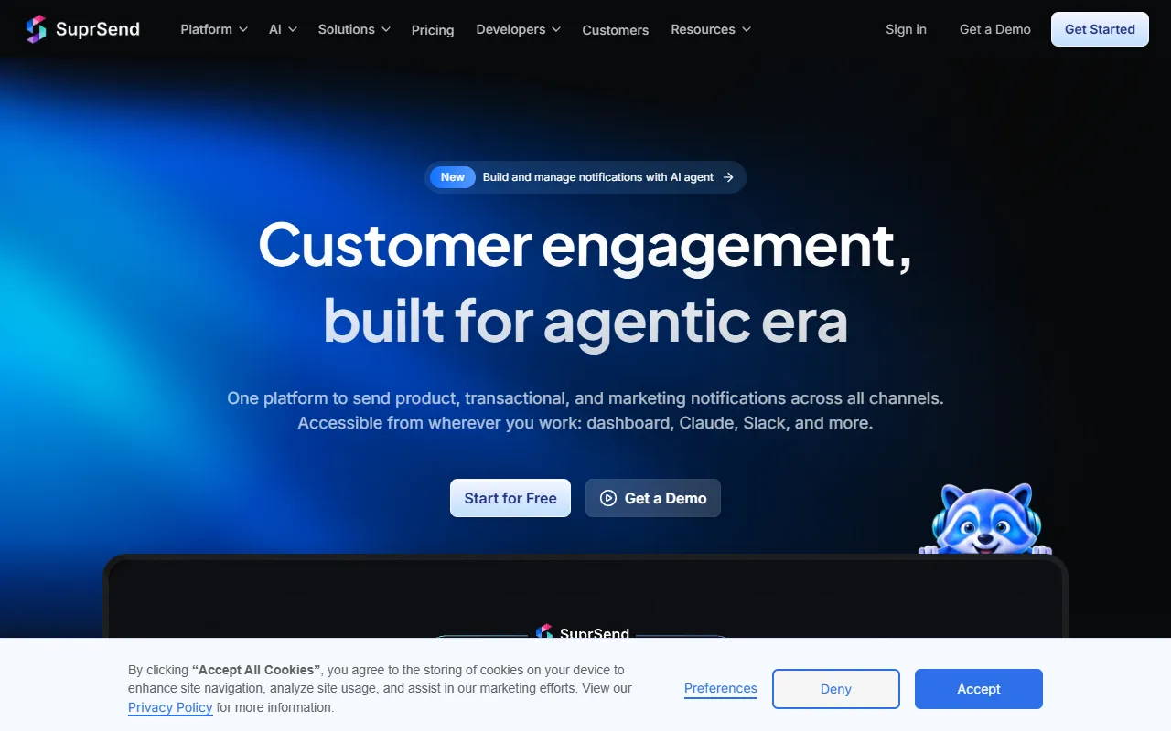 SuprSend website screenshot
