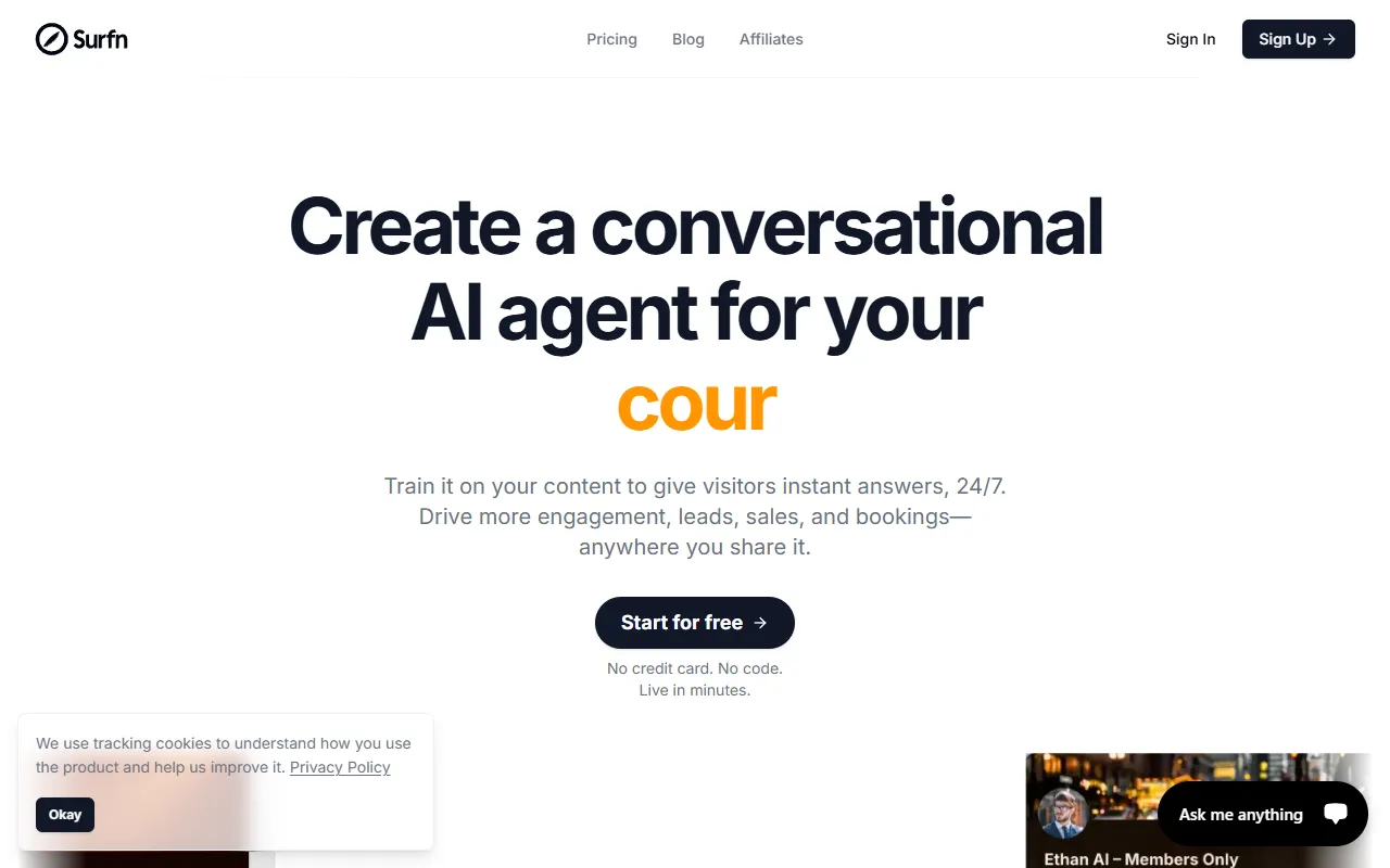 Surfn website screenshot