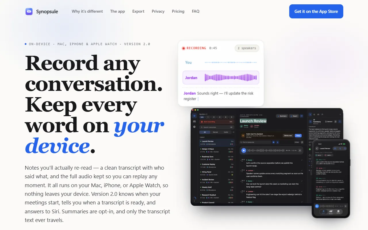 Synopsule website screenshot