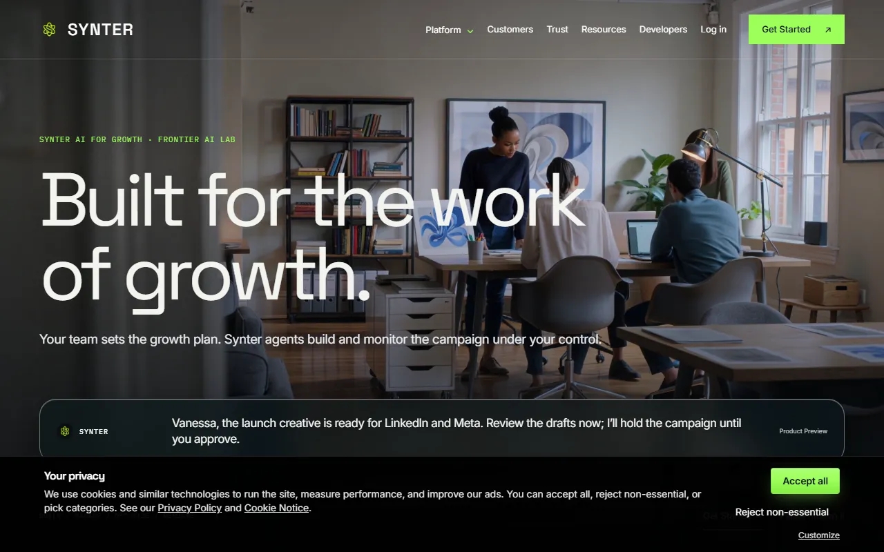Synter Media AI website screenshot