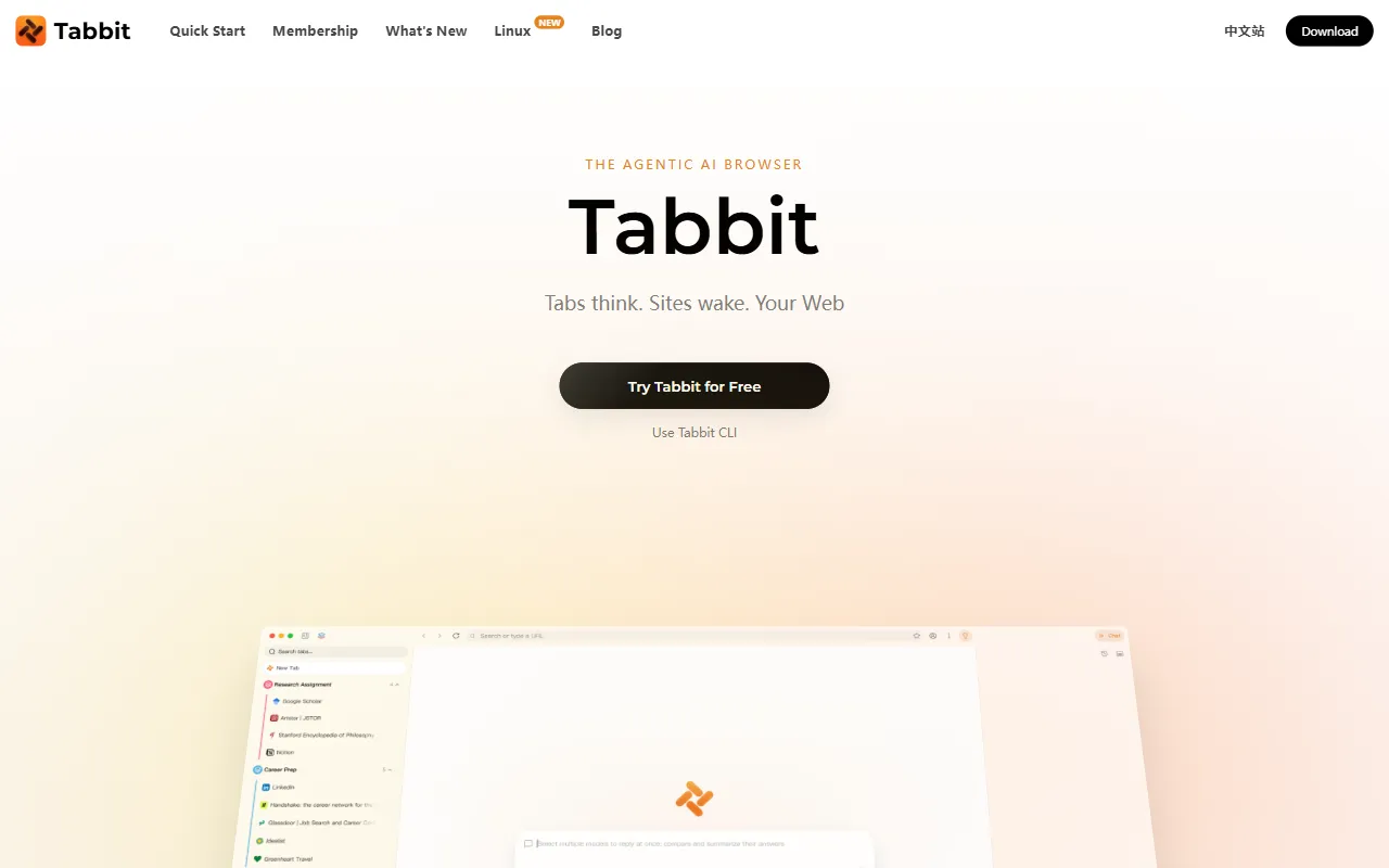 Tabbit AI website screenshot