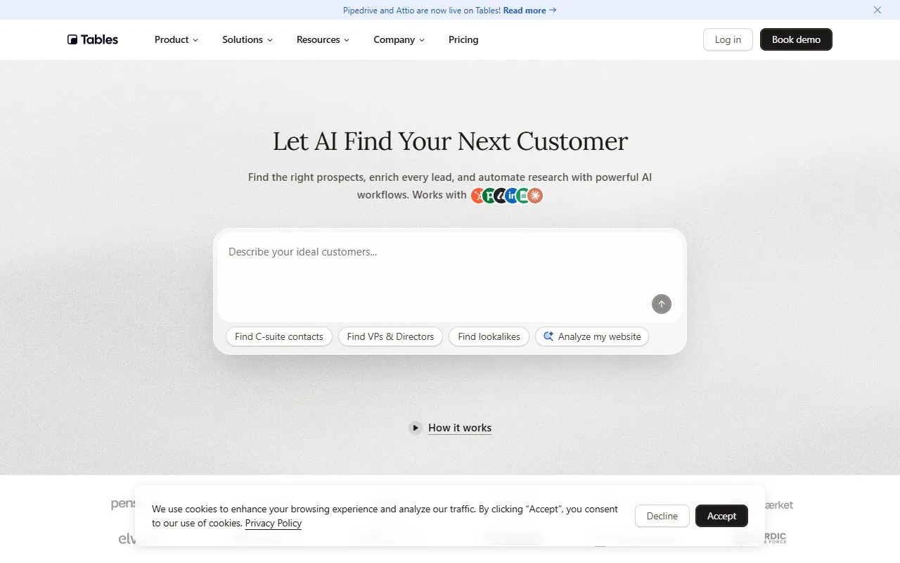 Tables website screenshot