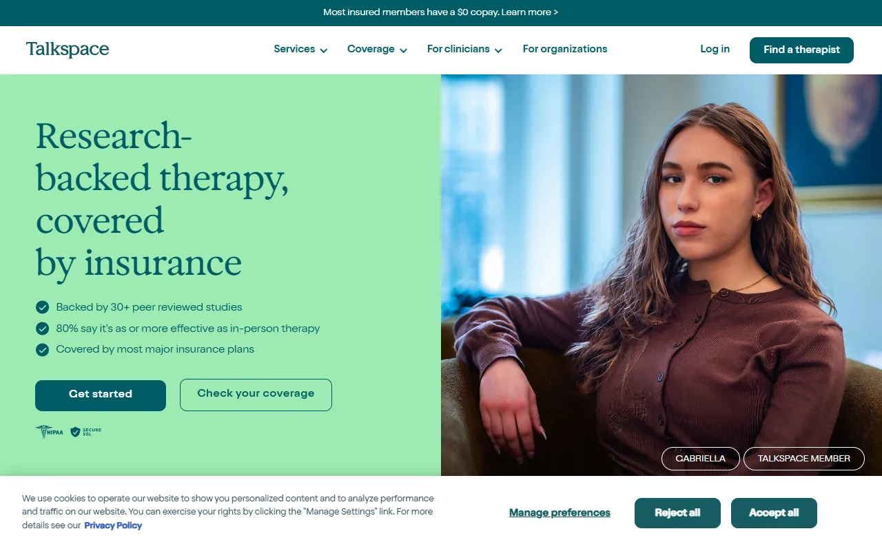 Talkspace AI website screenshot