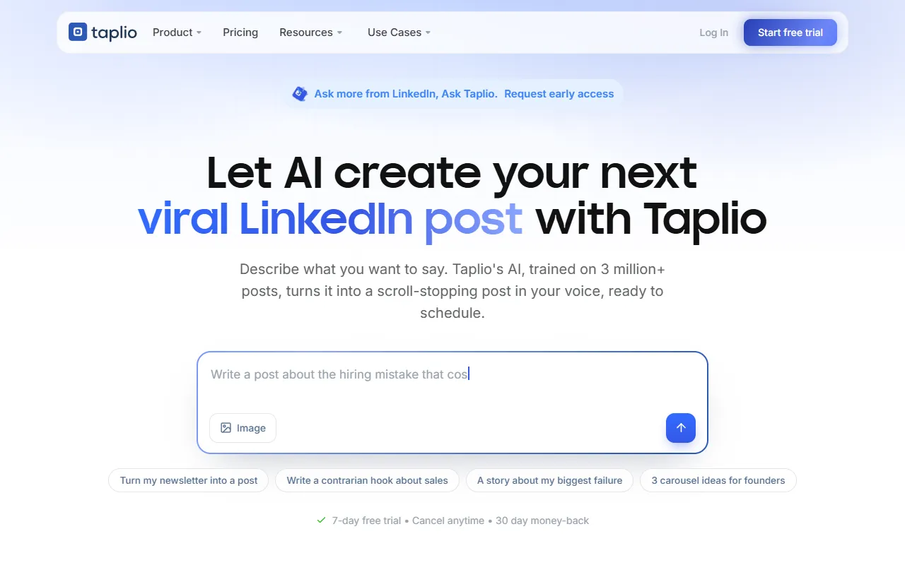 Taplio website screenshot