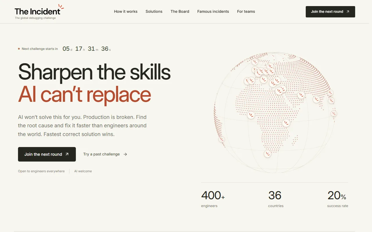 The Incident Challenge website screenshot