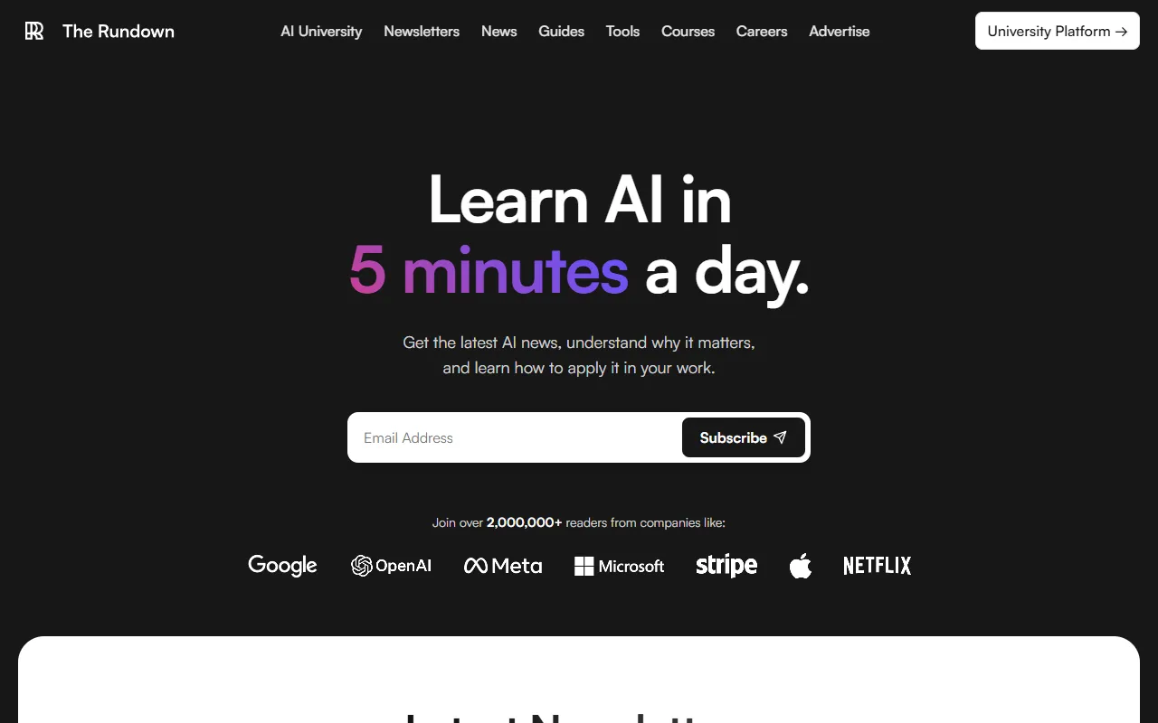 The Rundown AI website screenshot