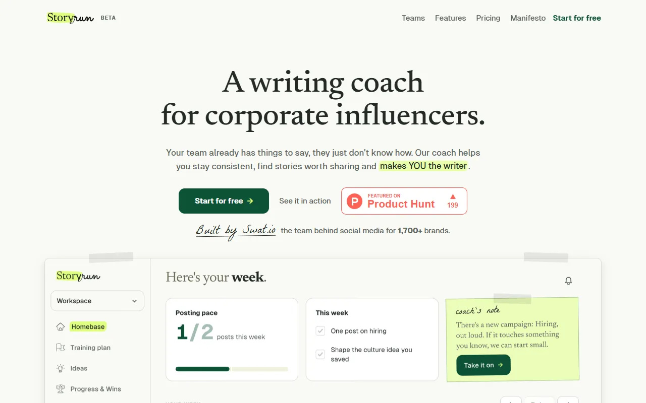 thestory.run website screenshot