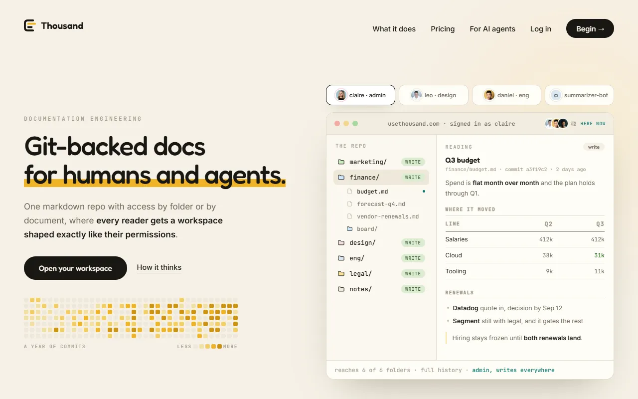 Thousand website screenshot