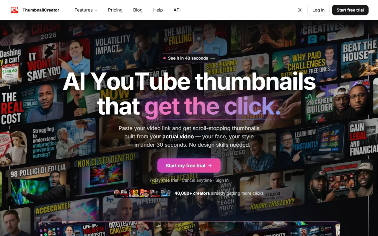 ThumbnailCreator website screenshot
