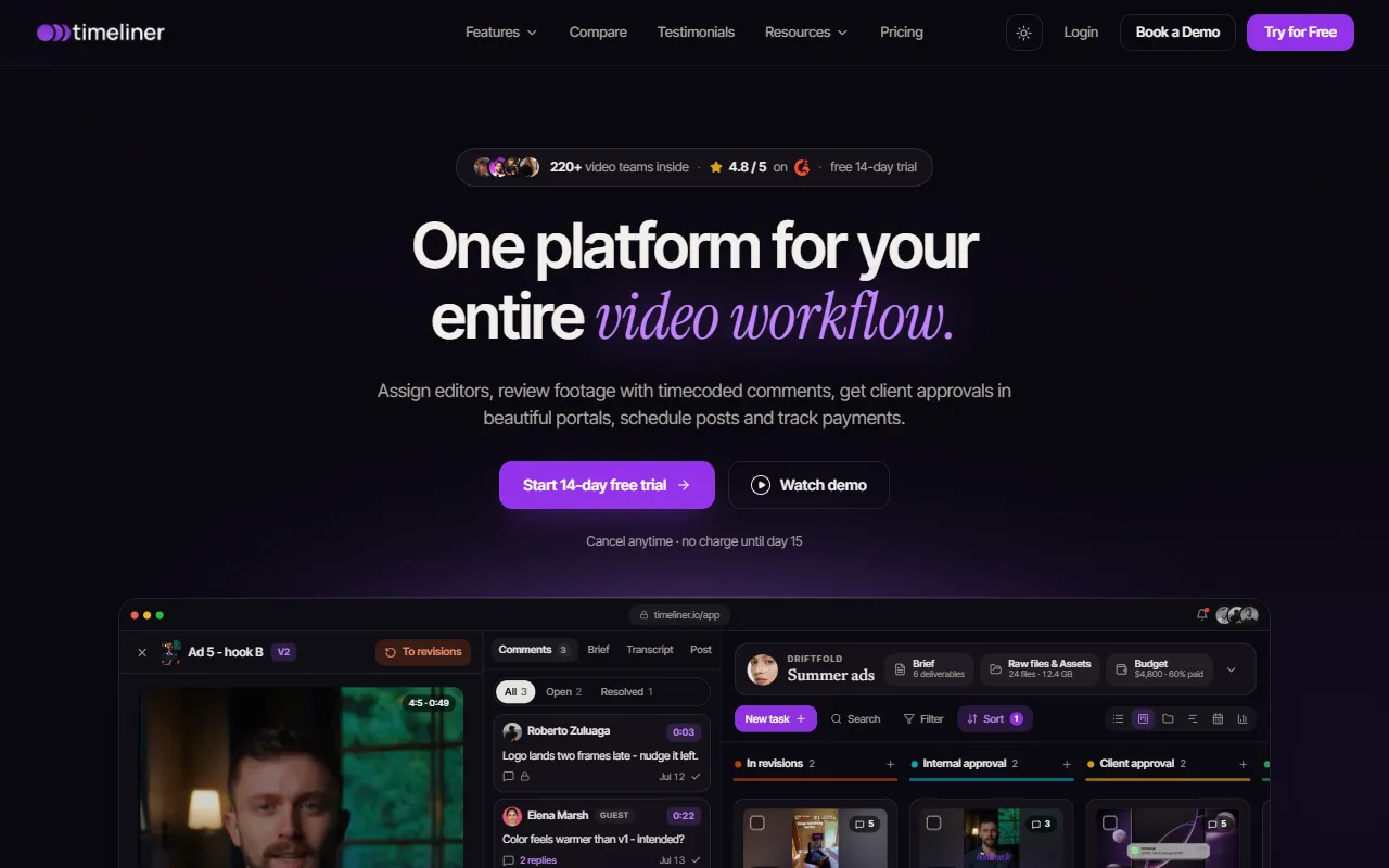 Timeliner.io website screenshot