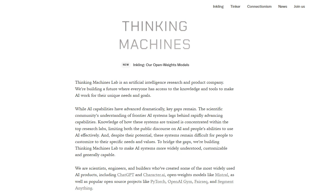 Tinker website screenshot