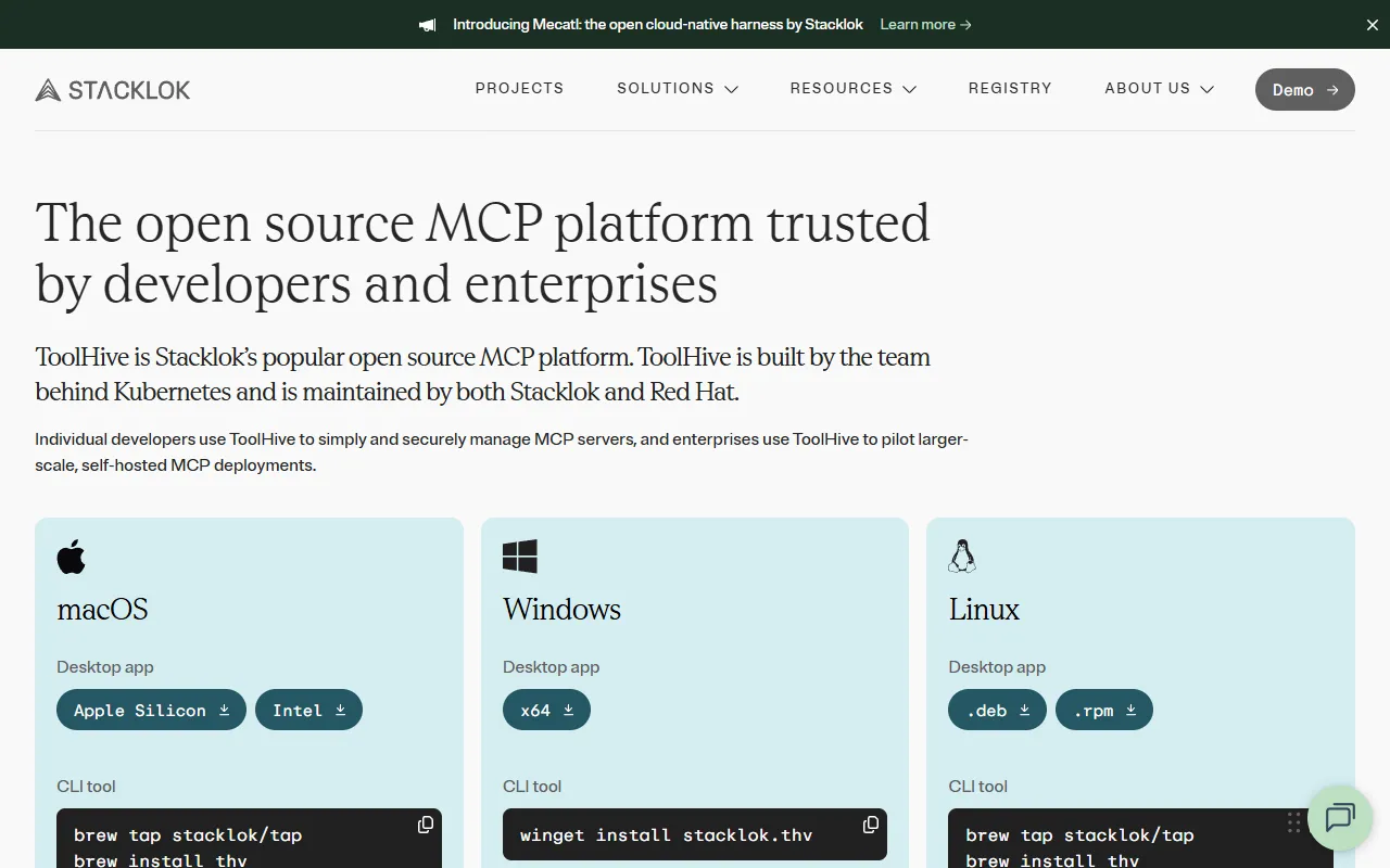 ToolHive website screenshot