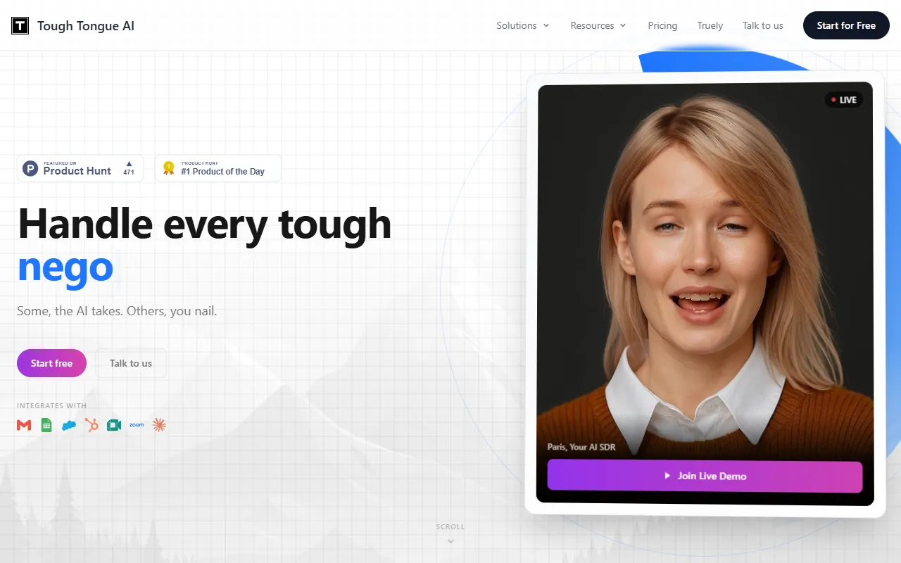 Tough Tongue AI website screenshot