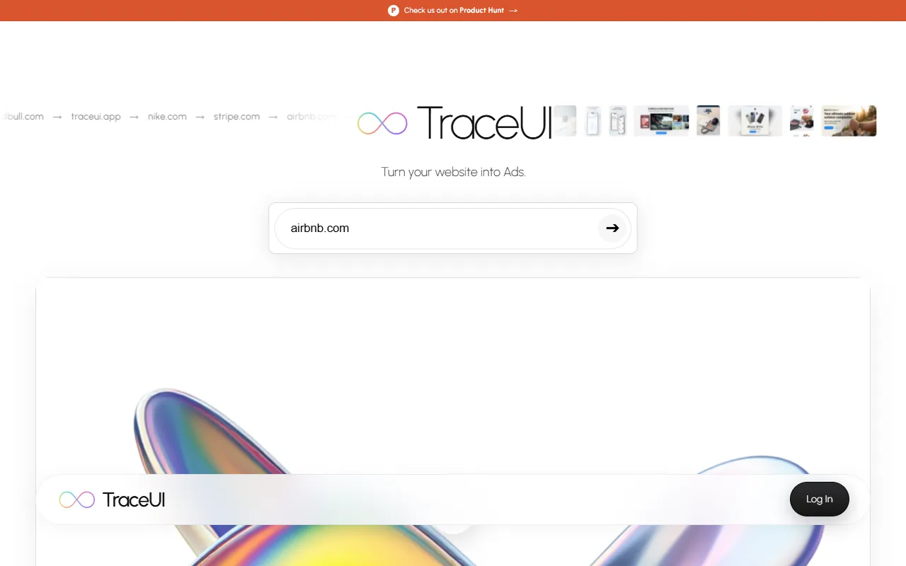 TraceUI website screenshot