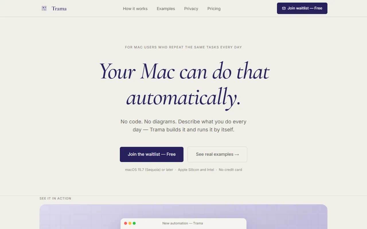 Trama website screenshot