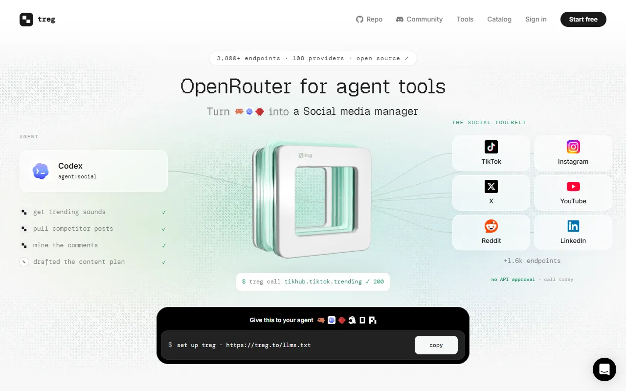 Treg website screenshot