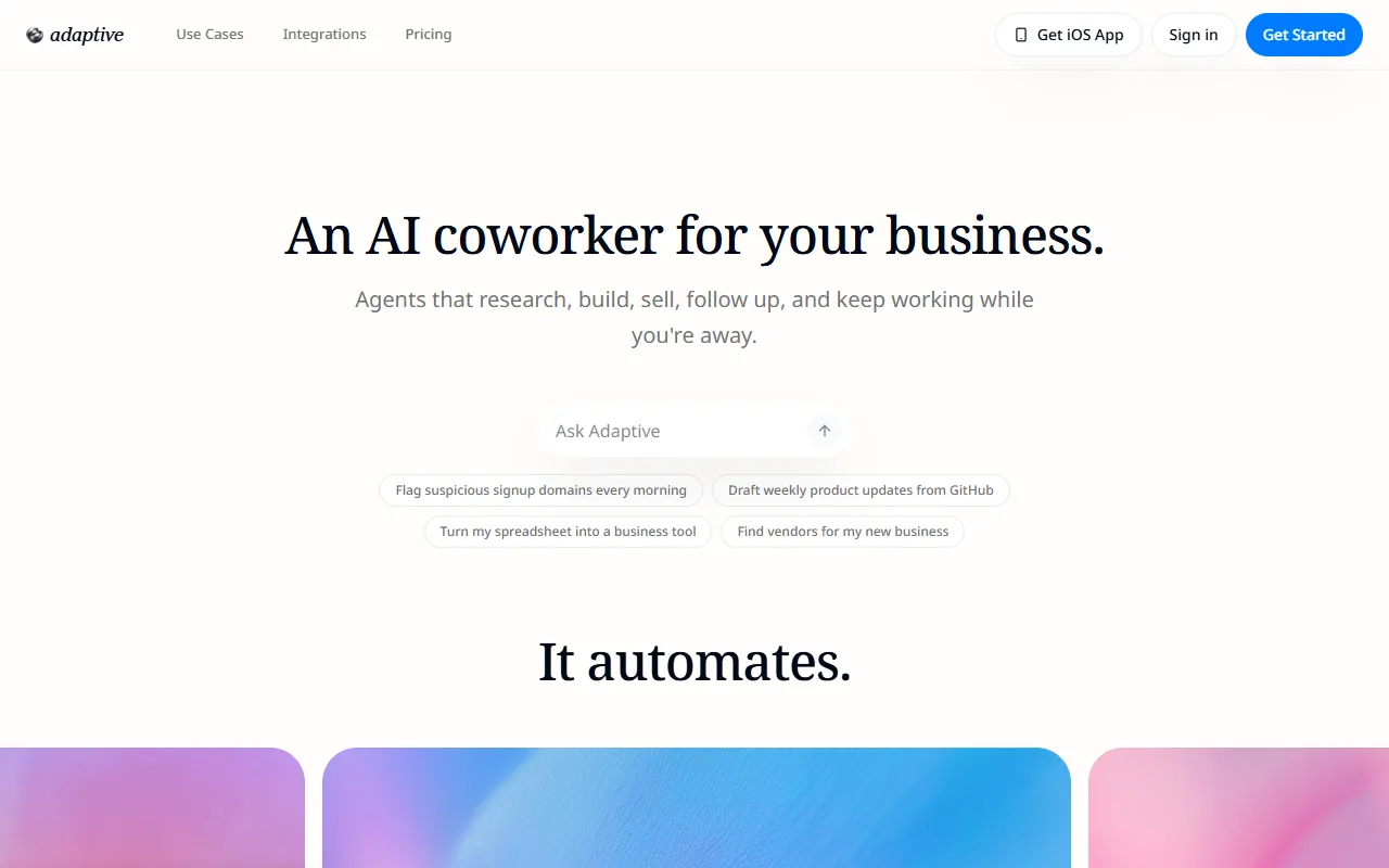 Triggered Agents by Adaptive website screenshot