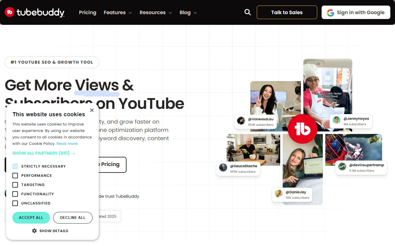 TubeBuddy website screenshot