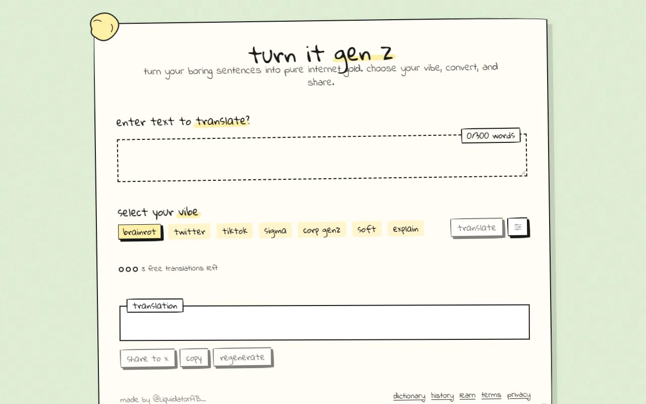 Turn It Gen Z website screenshot