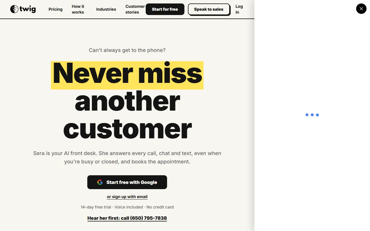 Twig website screenshot