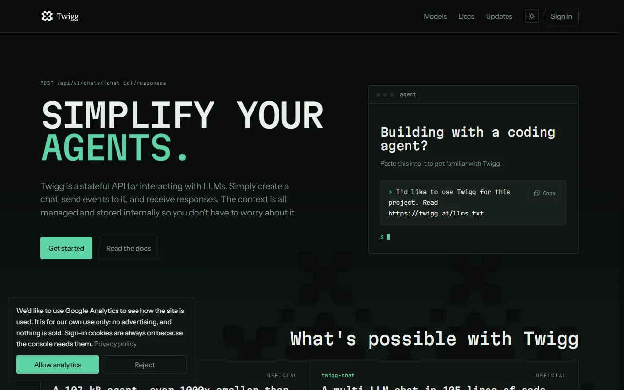Twigg website screenshot