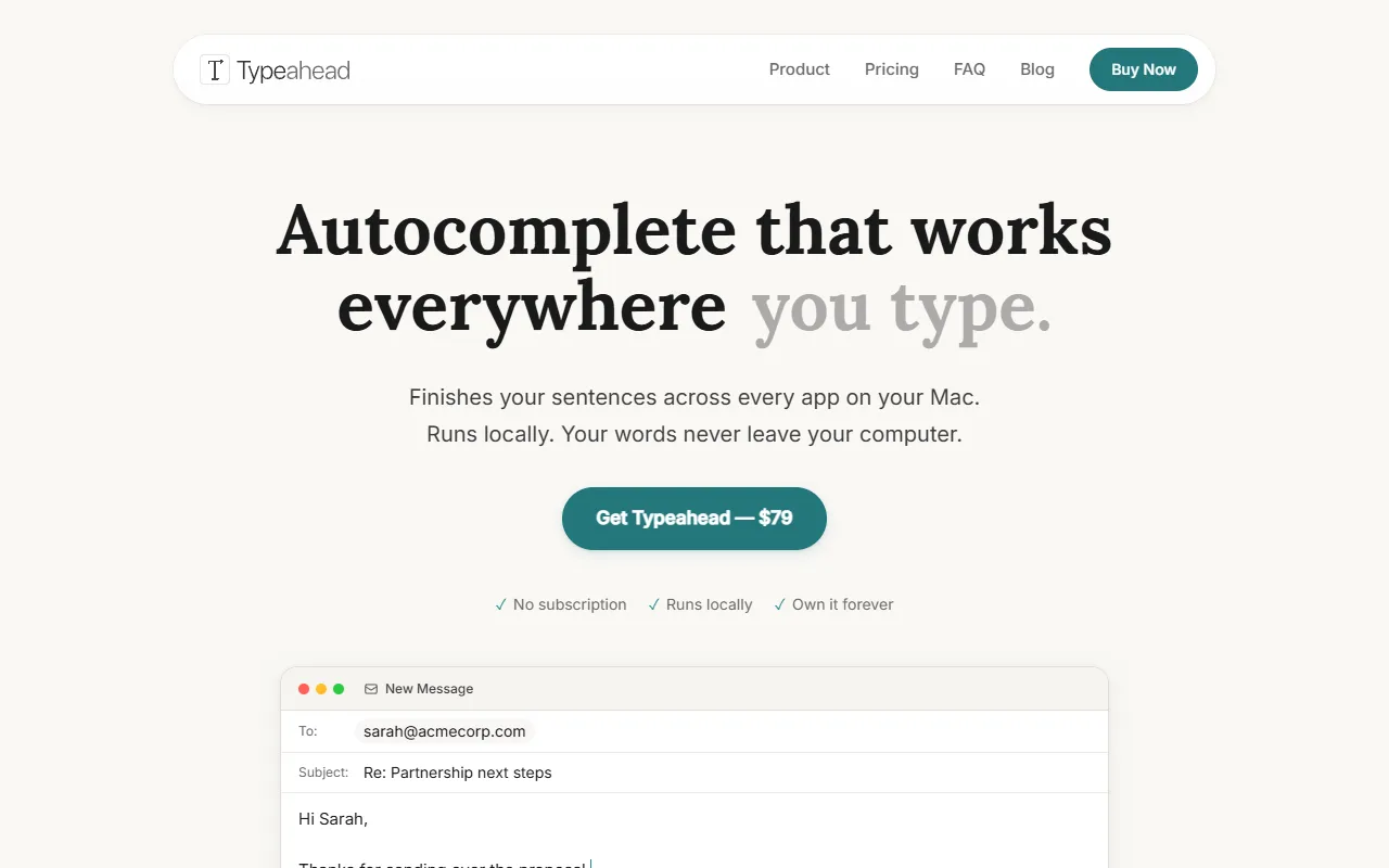 Typeahead website screenshot