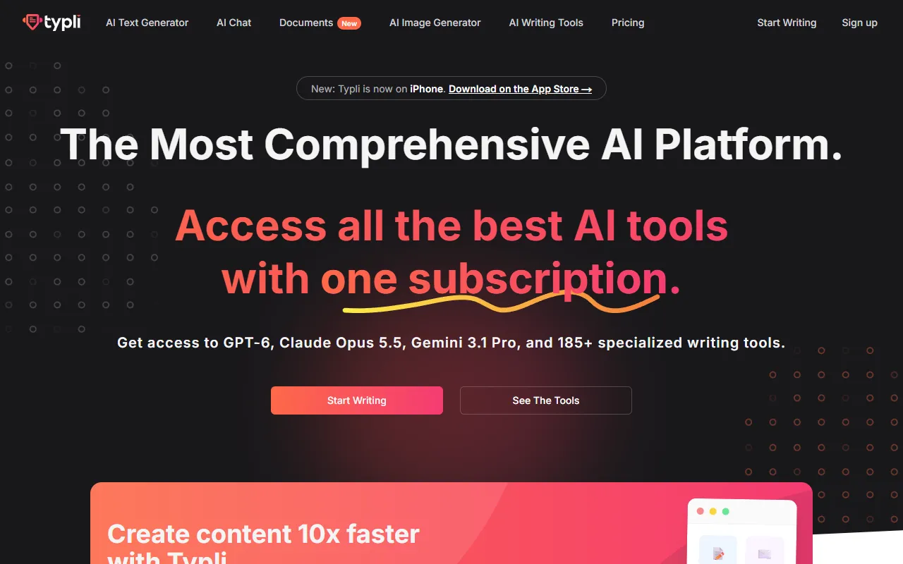 Typli website screenshot