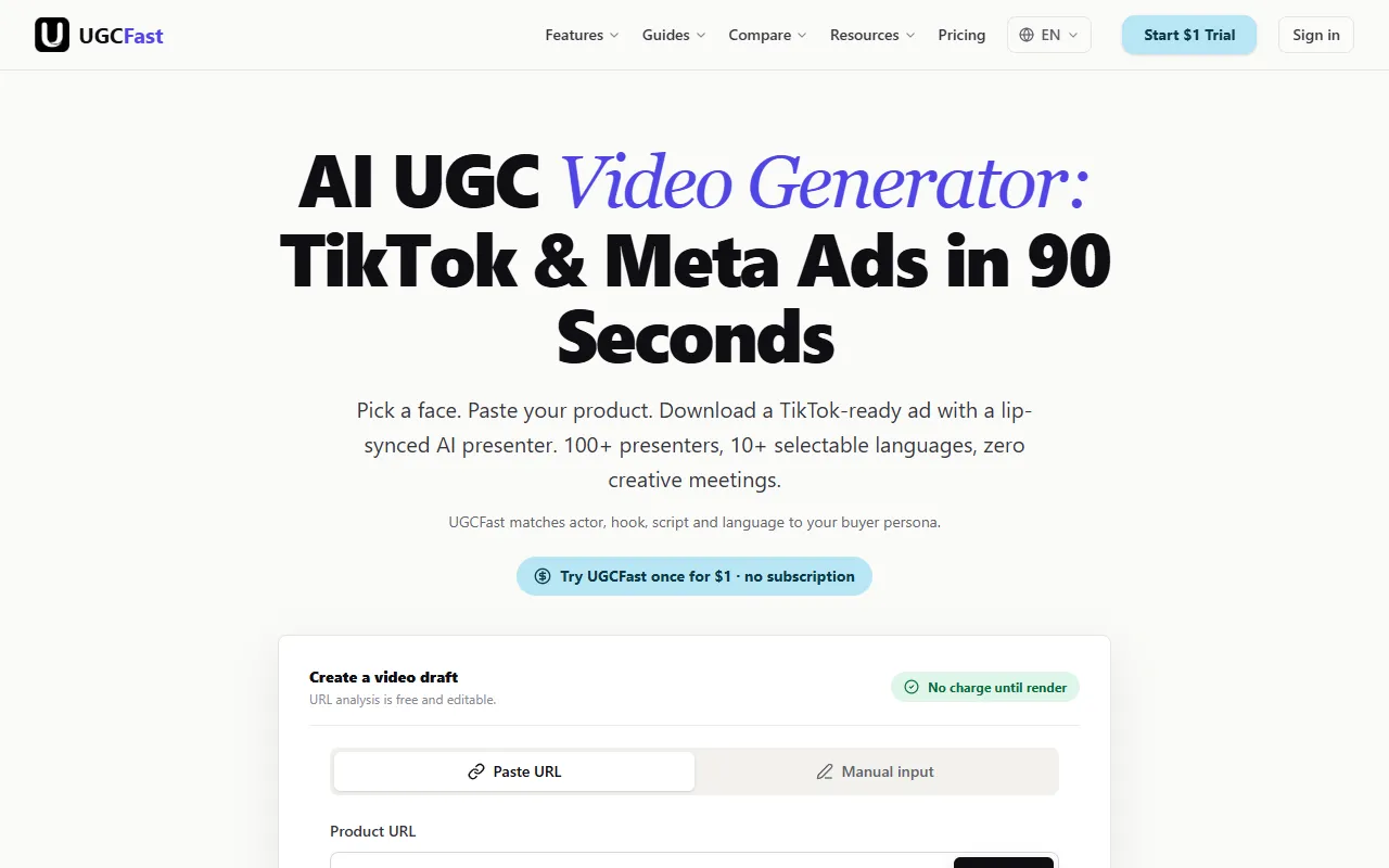 UGCFast website screenshot