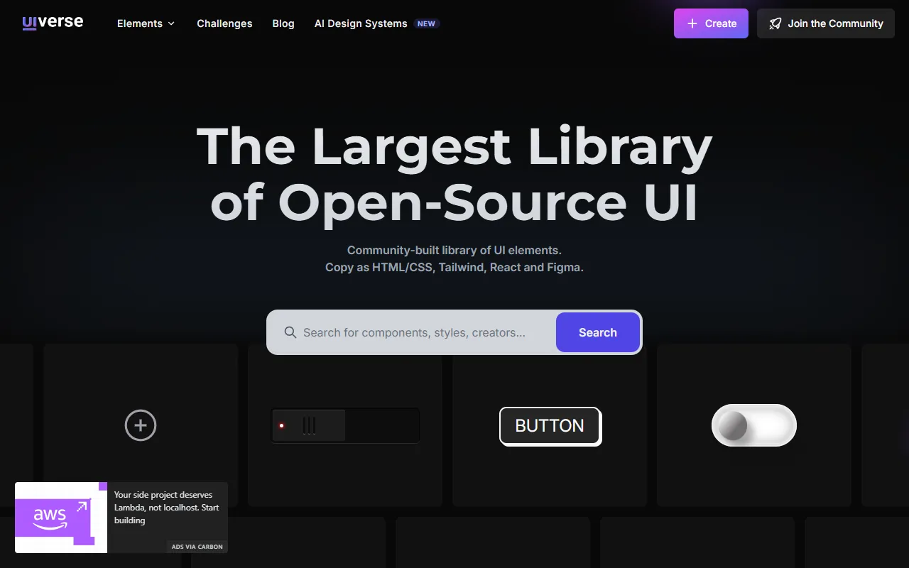 Uiverse.io website screenshot