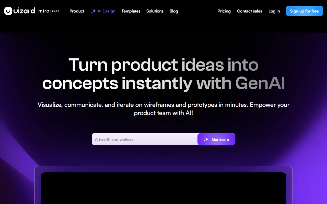 Uizard website screenshot