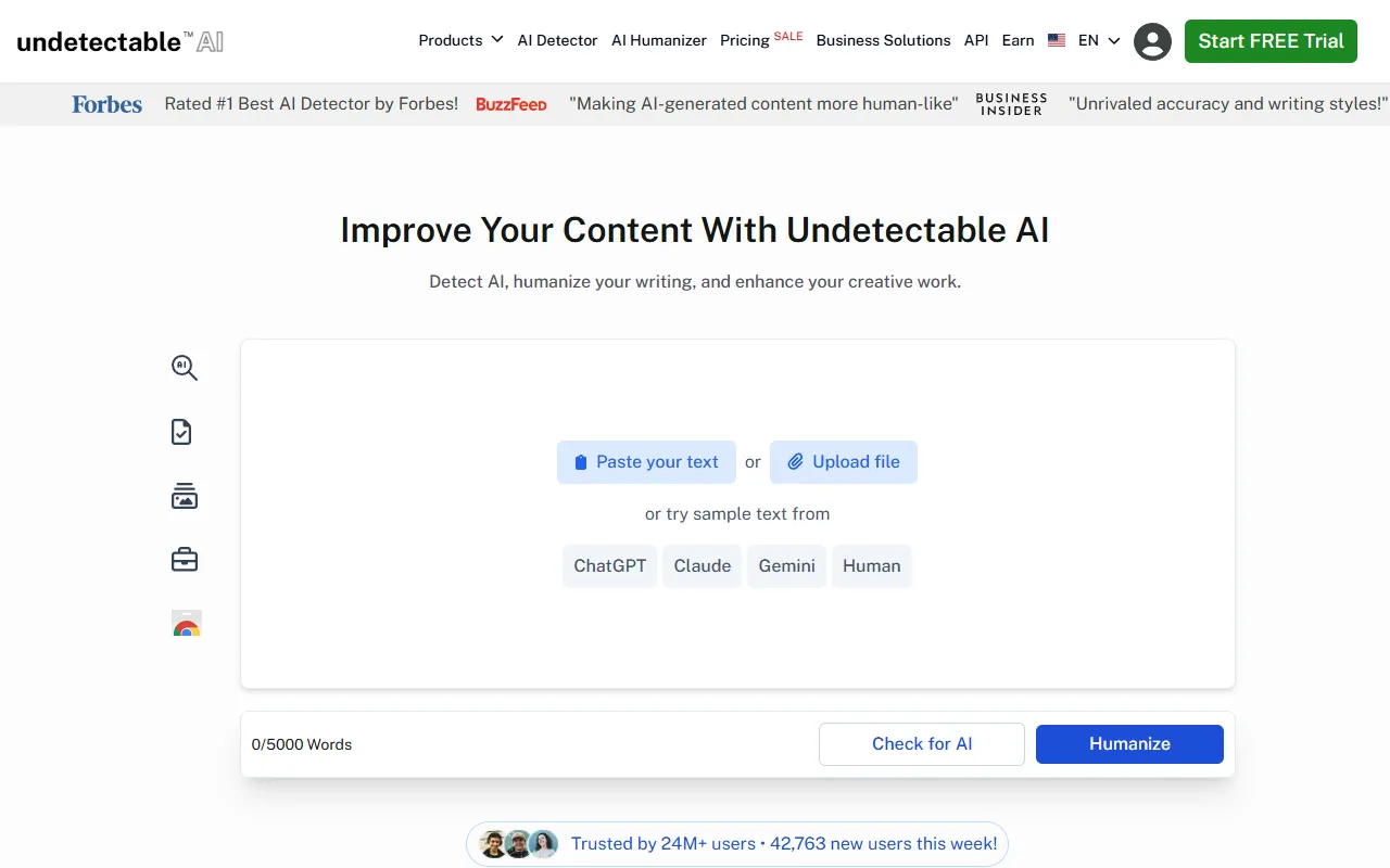 Undetectable AI website screenshot