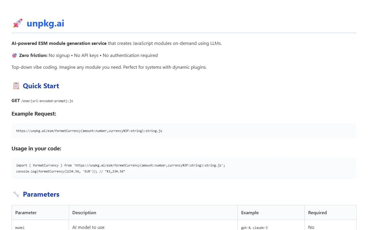 unpkg.ai website screenshot