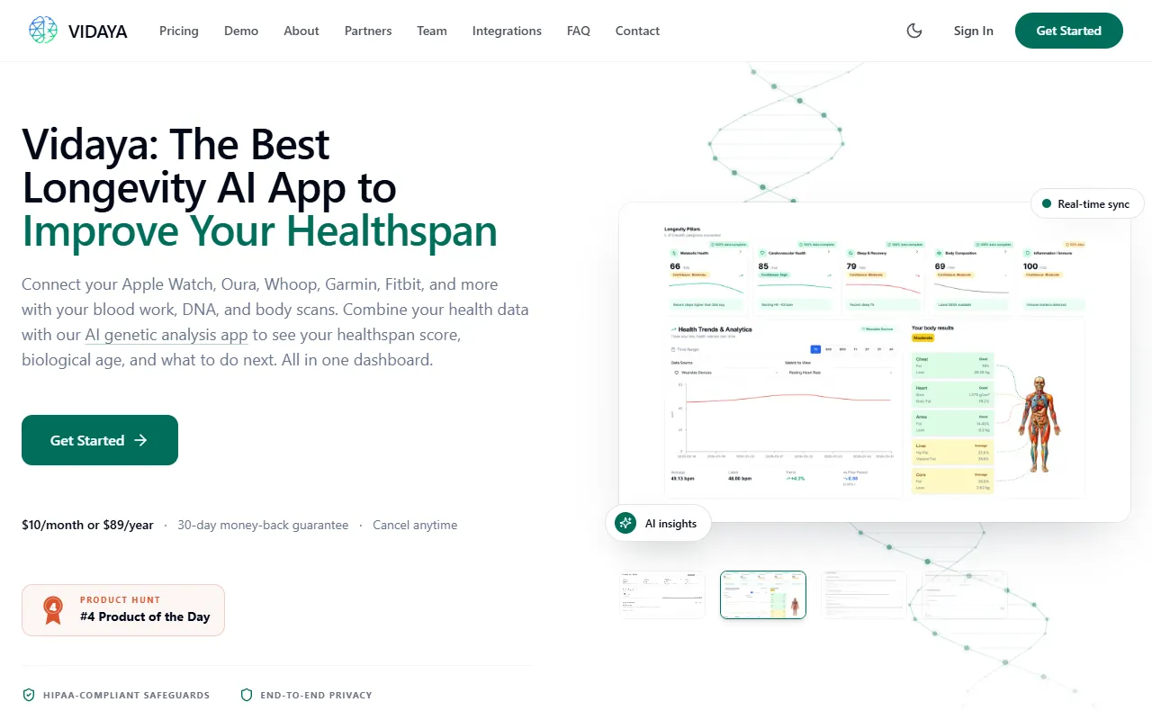 Vidaya website screenshot