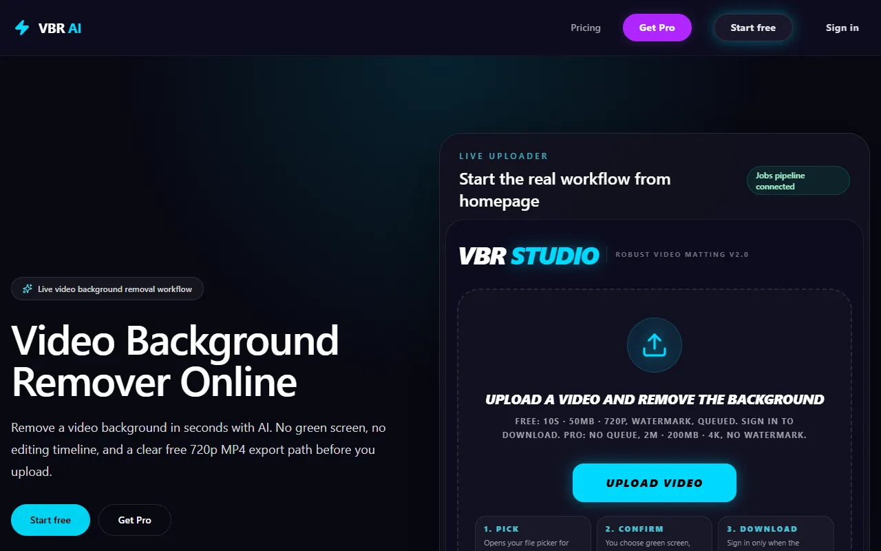 Video Background Remover website screenshot