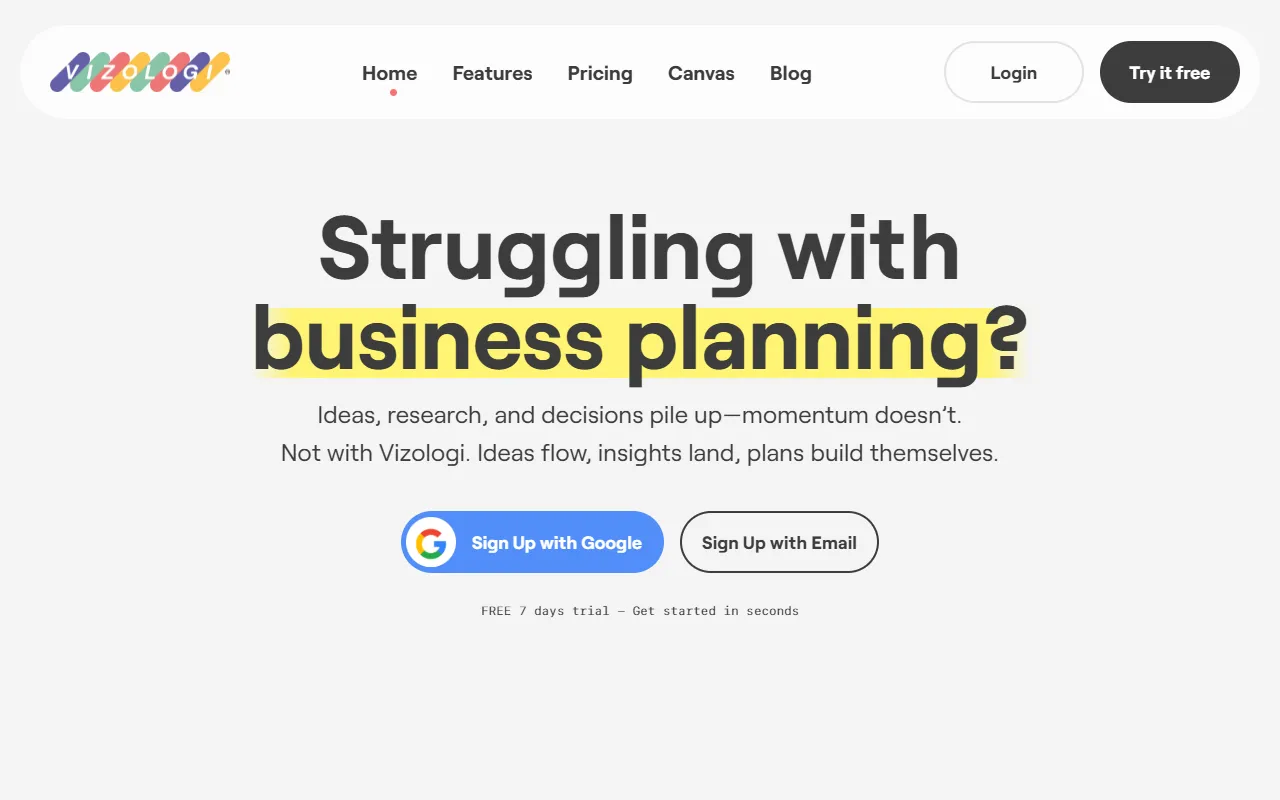 vizologi.com website screenshot