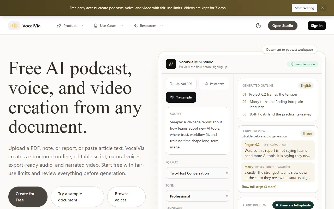 VocalVia website screenshot