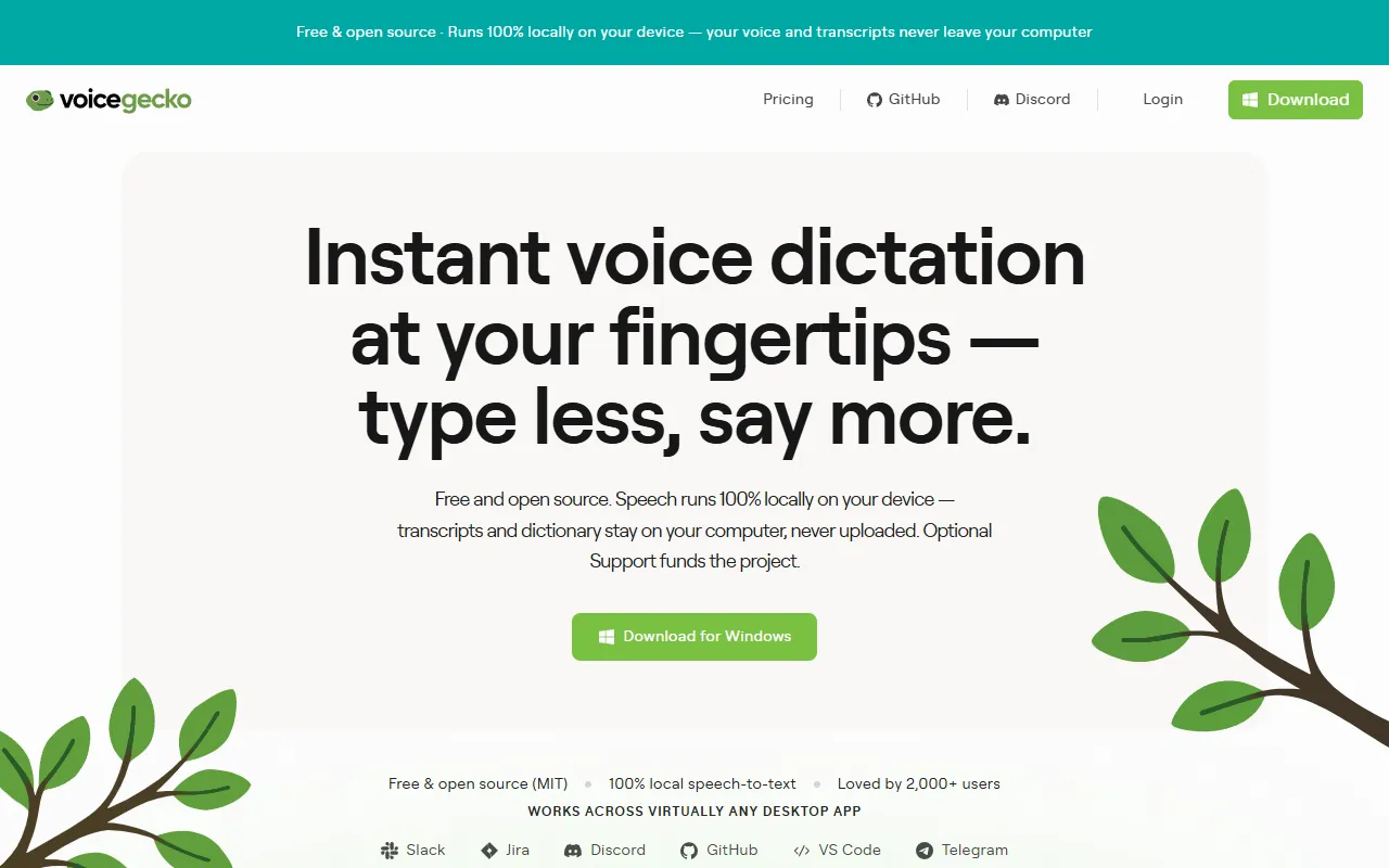Voice Gecko website screenshot