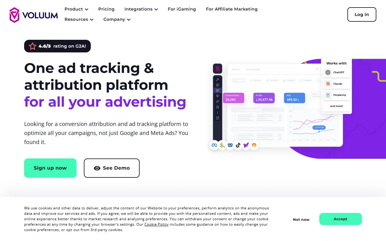 Voluum website screenshot