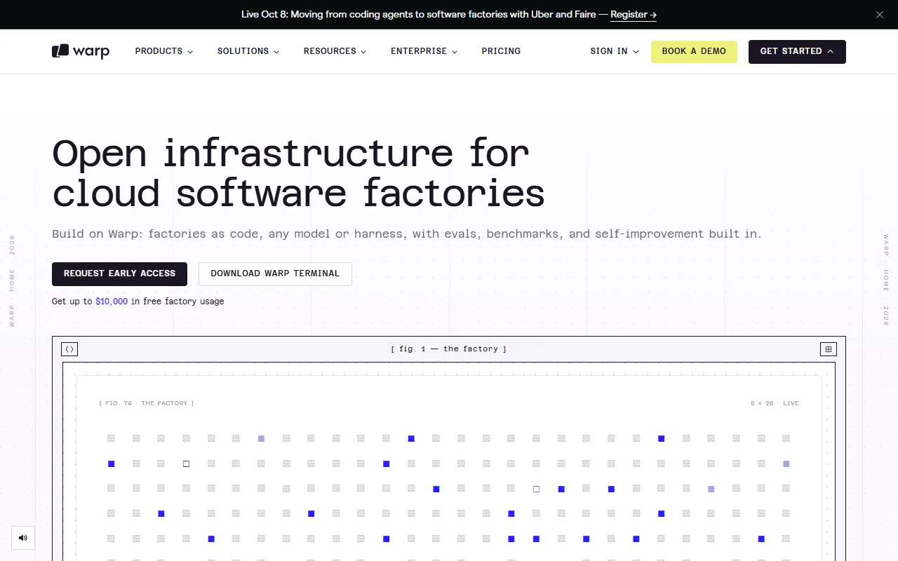Warp website screenshot